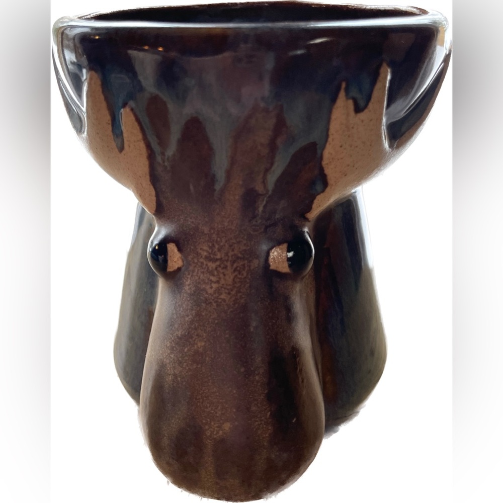 Moose Stoneware Pottery Mug Hand Painted RAD Design Birchstone Studios Maine USA - Picture 2 of 9